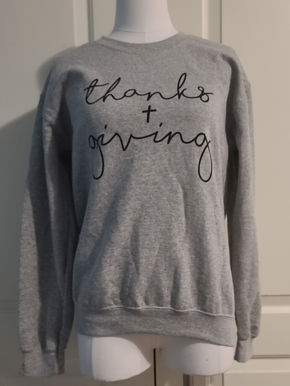 NWOT "Thanks + Giving" Light Gray Pullover Sweater